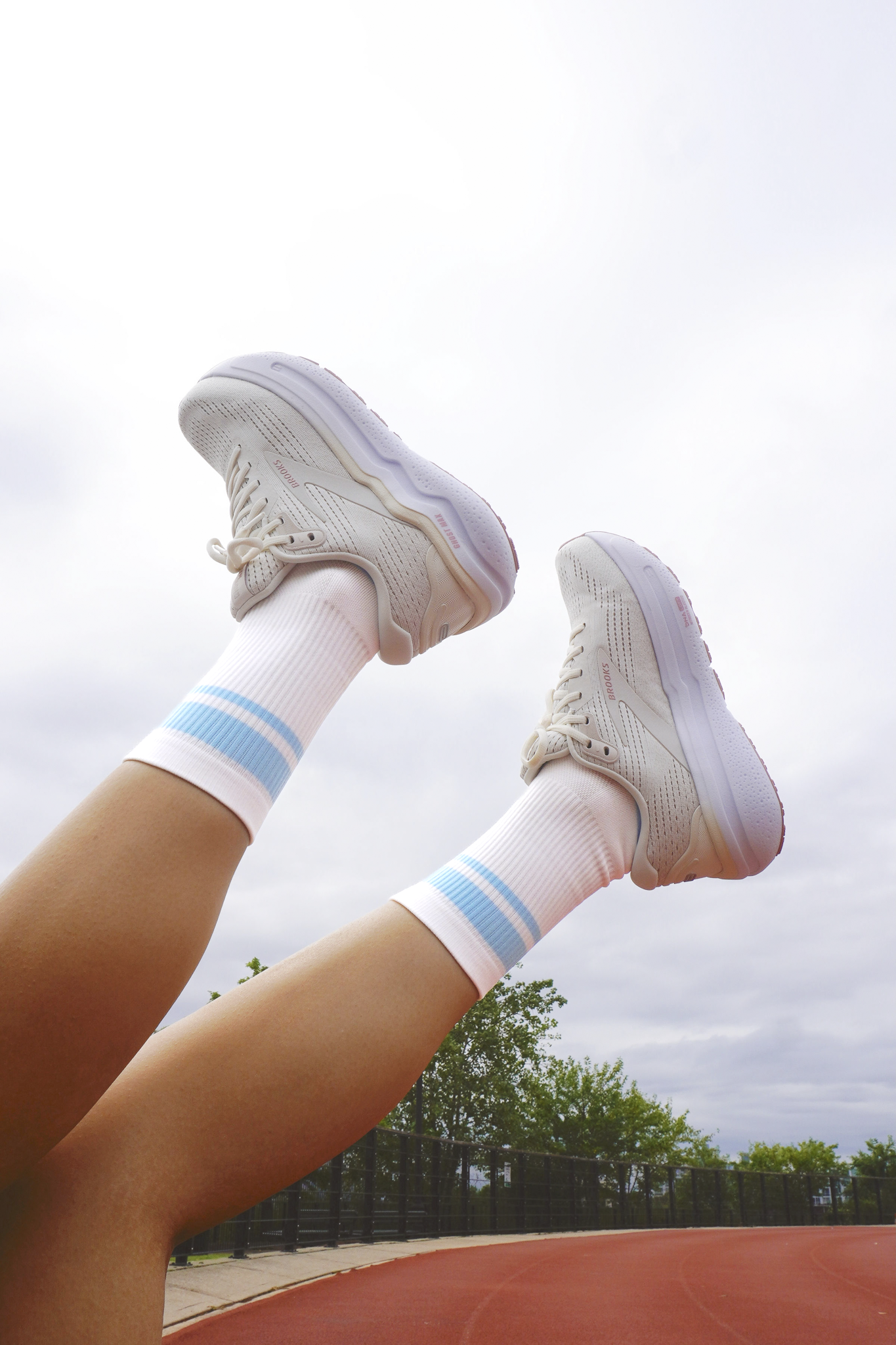 Close Up of Blue Classic Stripes Light Cushion Running Sock