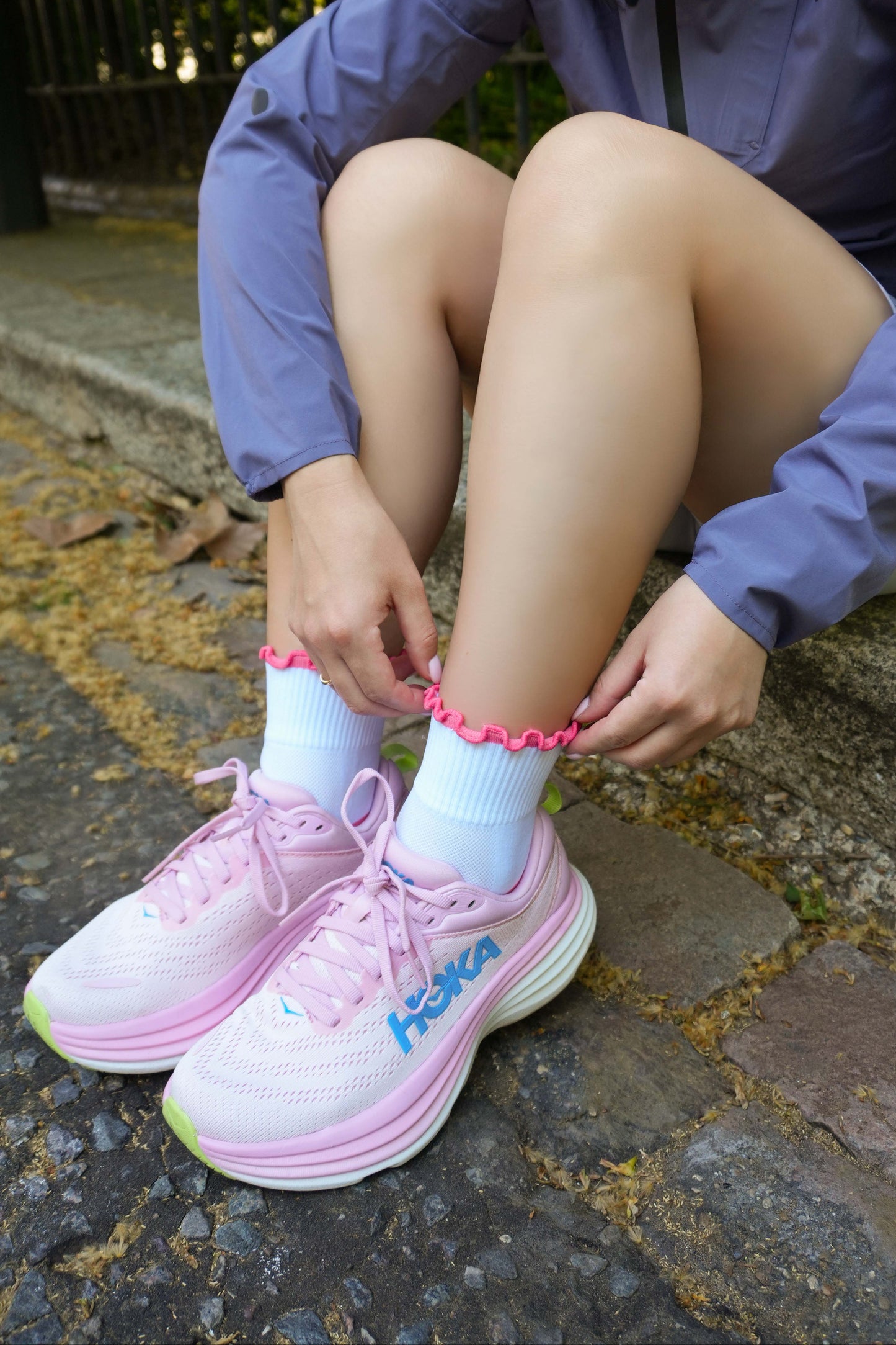 Passion Pink Ruffle Running Socks - Mia Fleur