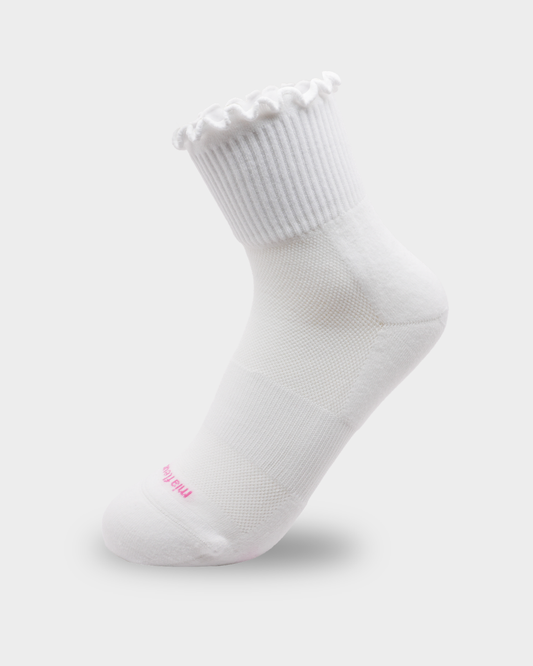 Mia Fleur Ruffle Running Socks - White