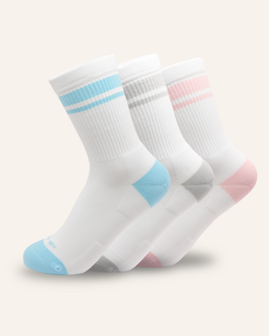 Pack of 3 Classic Stripes | Light Cushion Half Crew Run Socks